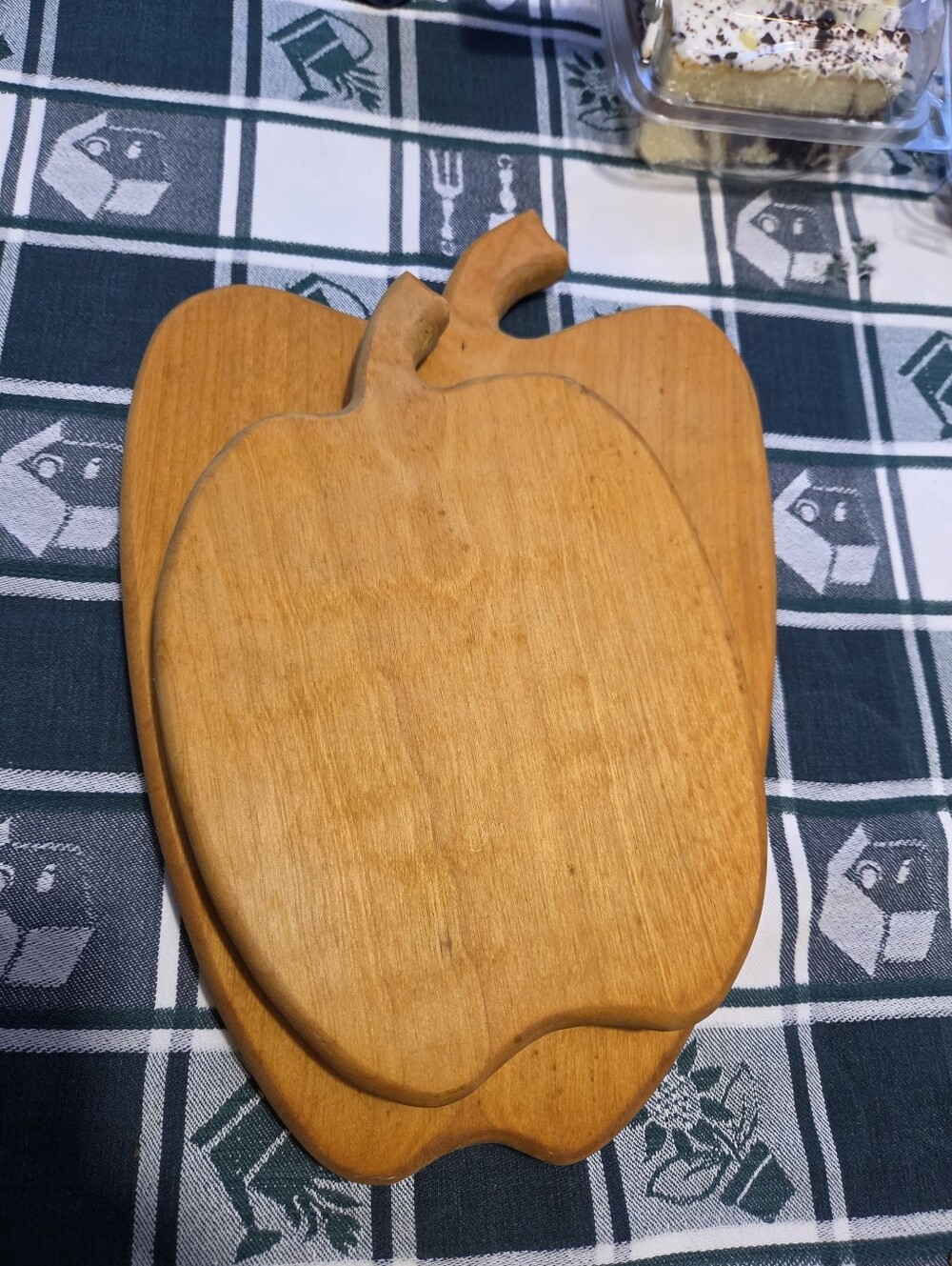 Vintage Wooden Apple Cutting Board Set of 2